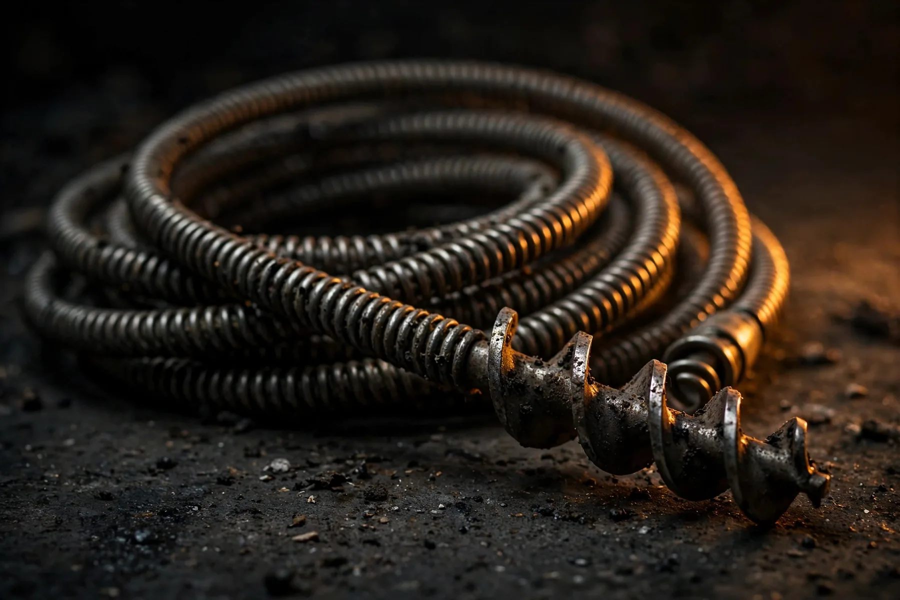 Coiled steel drain auger cable